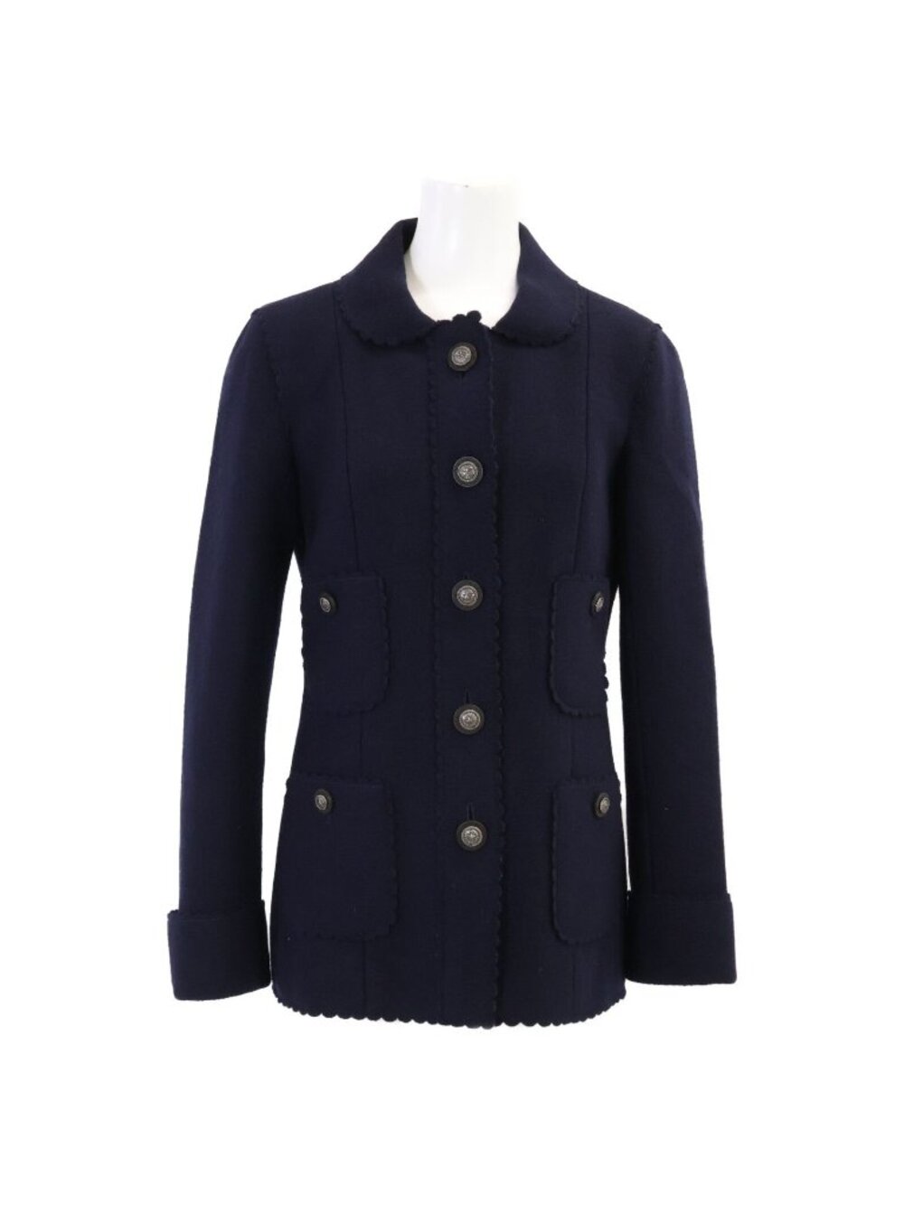 Chanel Star Button Tweed Long Jacket 38